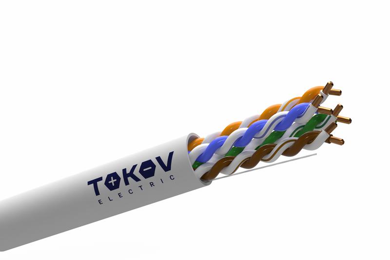 Кабель витая пара U/UTP 4х2х24AWG(0.48мм) кат.5E PVC Fluke tested (м) TOKOV ELECTRIC TKE-C06-U/UTP-42-5E-305